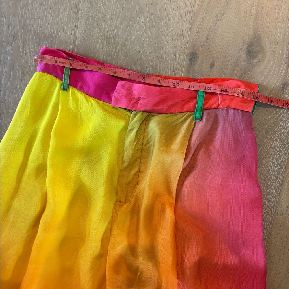 BRUCE GLEN Cupro Sunrise Prism Wide Leg Trouser Pants Rainbow size 29 NEW - Picture 11 of 15